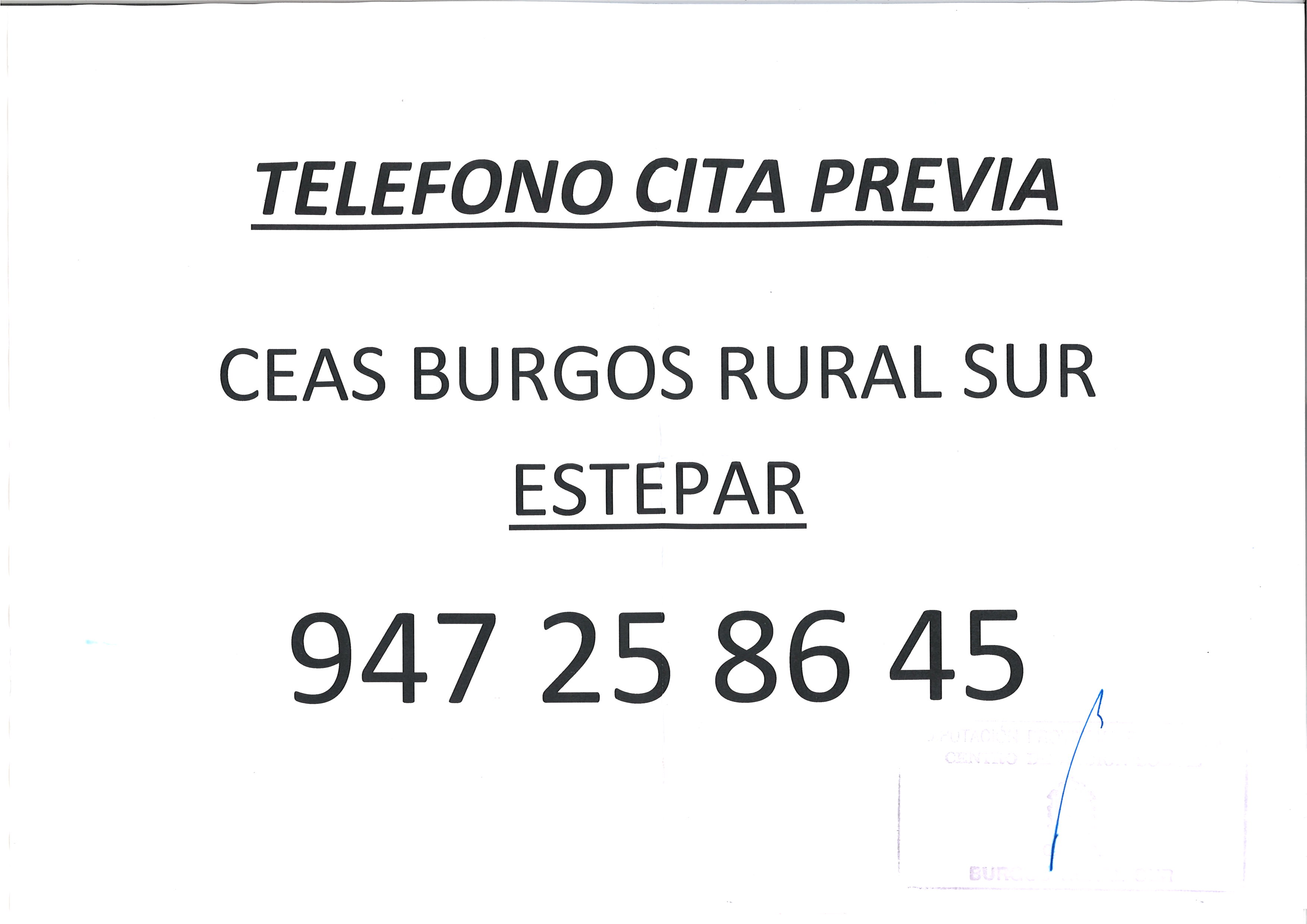 CEAS BURGOS RURAL SUR TELEFONO CITA PREVIA